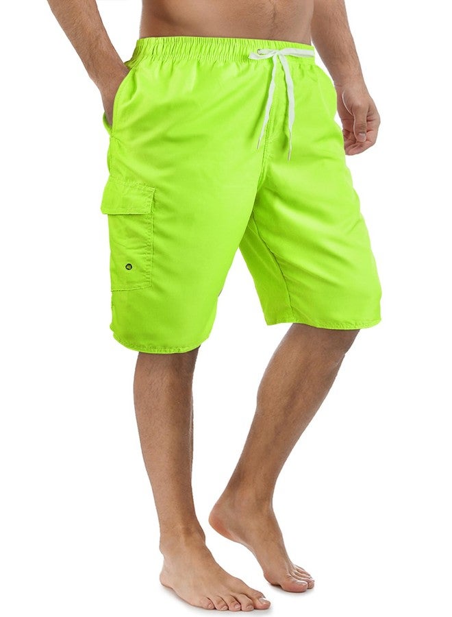 Srnede Mens Swim Trunks Swimming Trunks Swim Shorts Quick Dry 11 Inch with Mesh Lining Funny Swimwear Bathing Suits Neon Green - Image 1